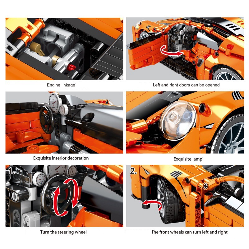 Đồ Chơi Lắp Ráp Kiểu LEGO TECHNIC Điều Khiển Từ Xa Siêu Xe Thể Thao Porsche 911 GT3 RS Model SY8601 Với 1220 Mảnh Ghép