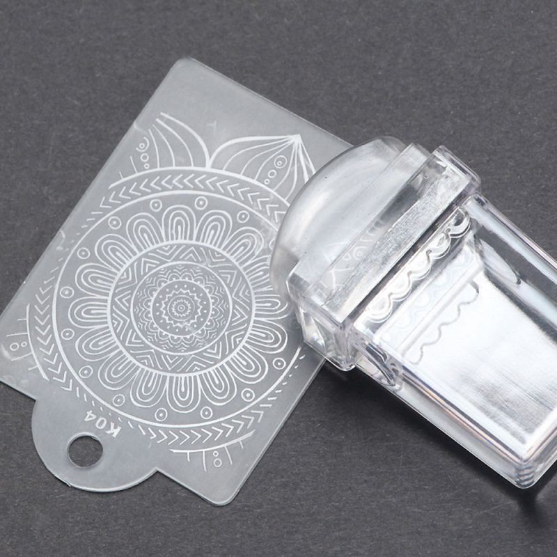 Bộ dụng cụ in móng đầu silicon &amp; miếng gạt