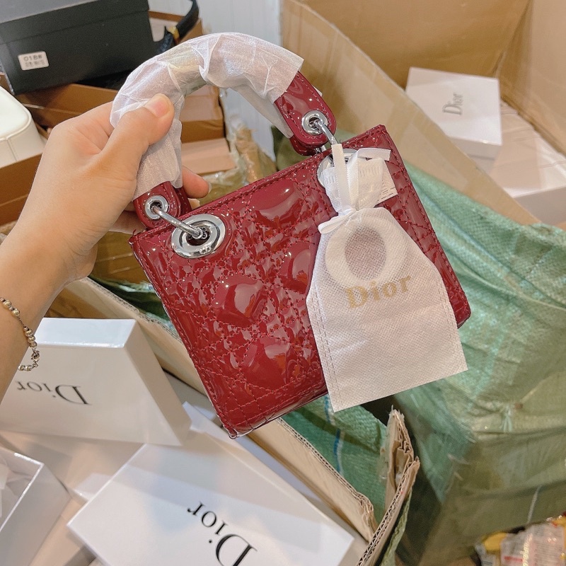 TÚI DIOR BÓNG KHOÁ BẠC Size 17cm FULLBOX