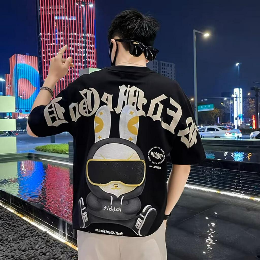 Áo Thun Nam Ngắn Tay In Hình Phong Cách Đường Phố Thời Trang Mùa Hè 3 Màu Lựa Chọn M-5XL