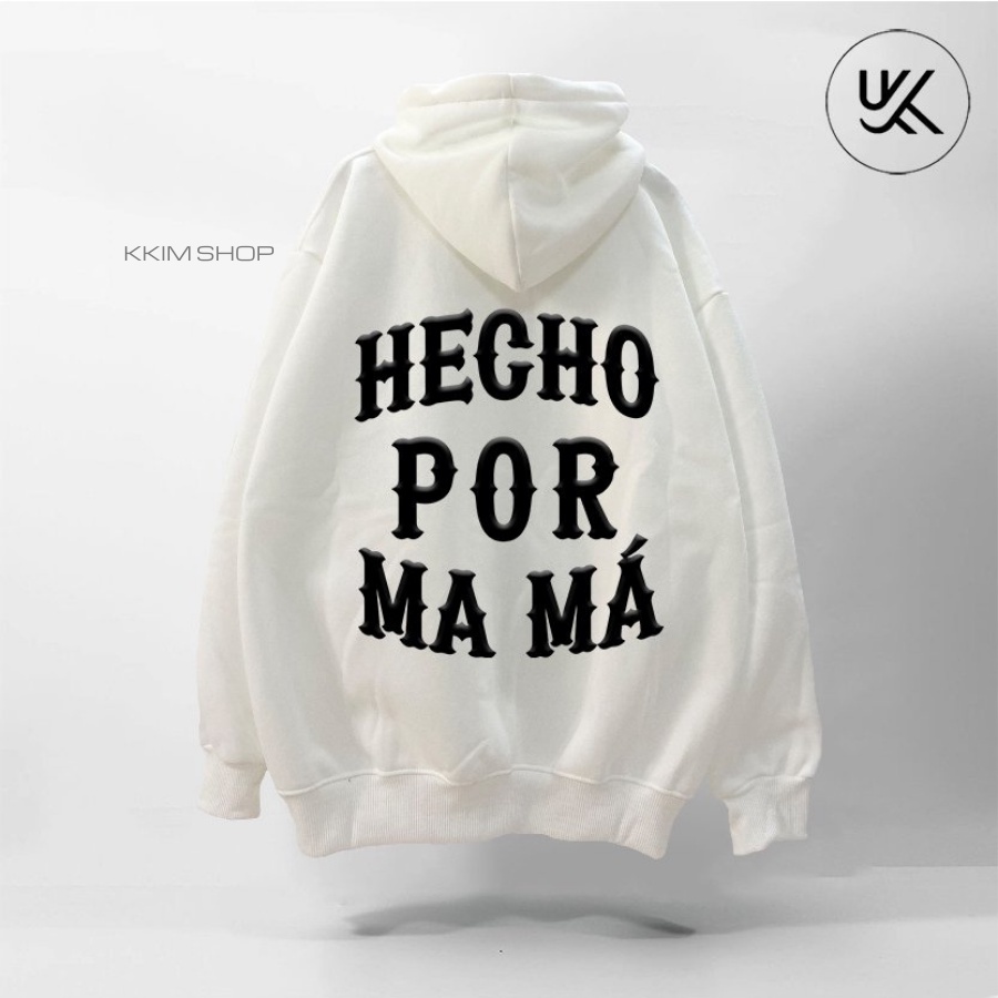 Áo Nỉ HOODIE HECHO POR MAMA XANH LÁ, Áo hoodie unisex nam nữ form rộng oversize chất liệu Nỉ bông cao cấp KKIM SHOP