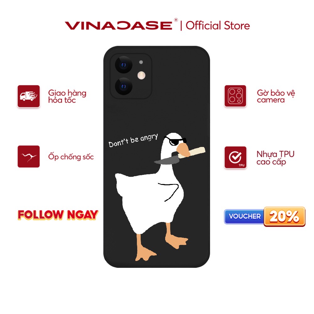 Ốp lưng Vina Case Iphone 6S/6 Plus/7G/8G/X/Xs/11/12/....dẻo cạnh vuông bảo vệ camera hình Vịt cặp