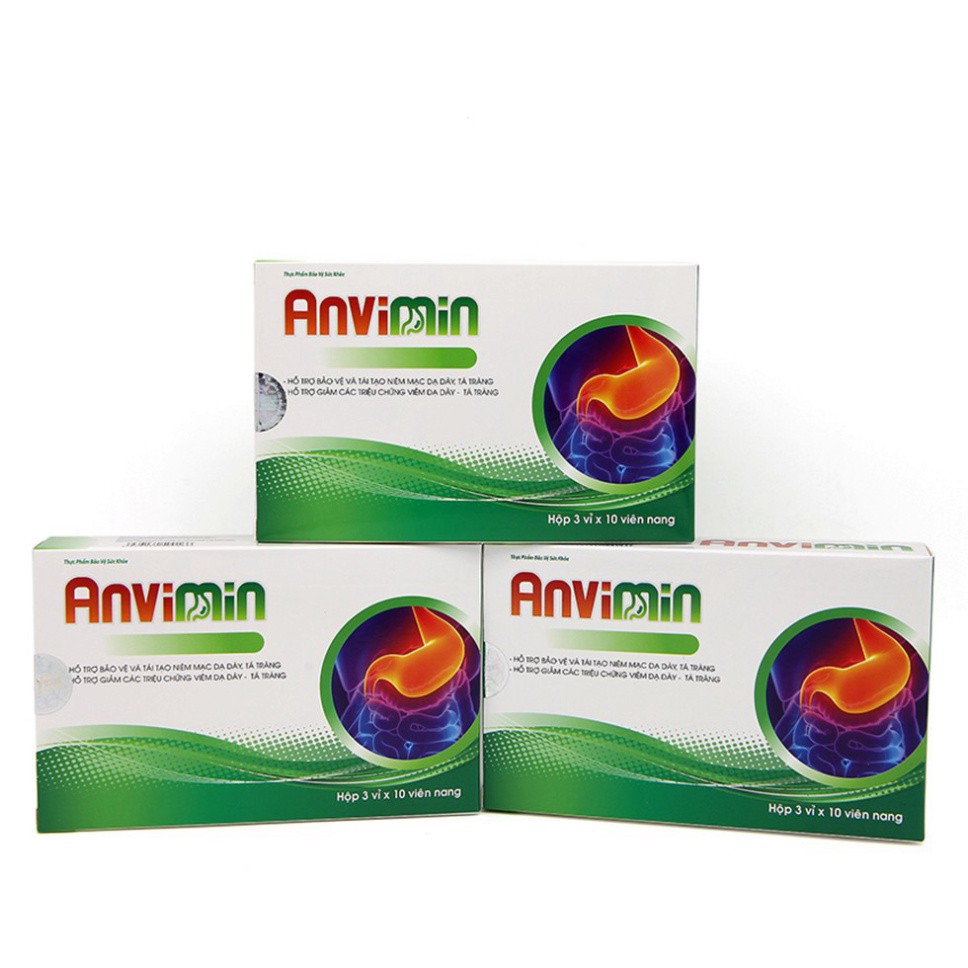 Viên dạ dày ANVIMIN ⚡️FREESHIP⚡️ Hỗ trợ giảm viêm dạ dày, tá tràng, tái tạo niêm mạch dạ dày (30 viên) ⚡️HS365