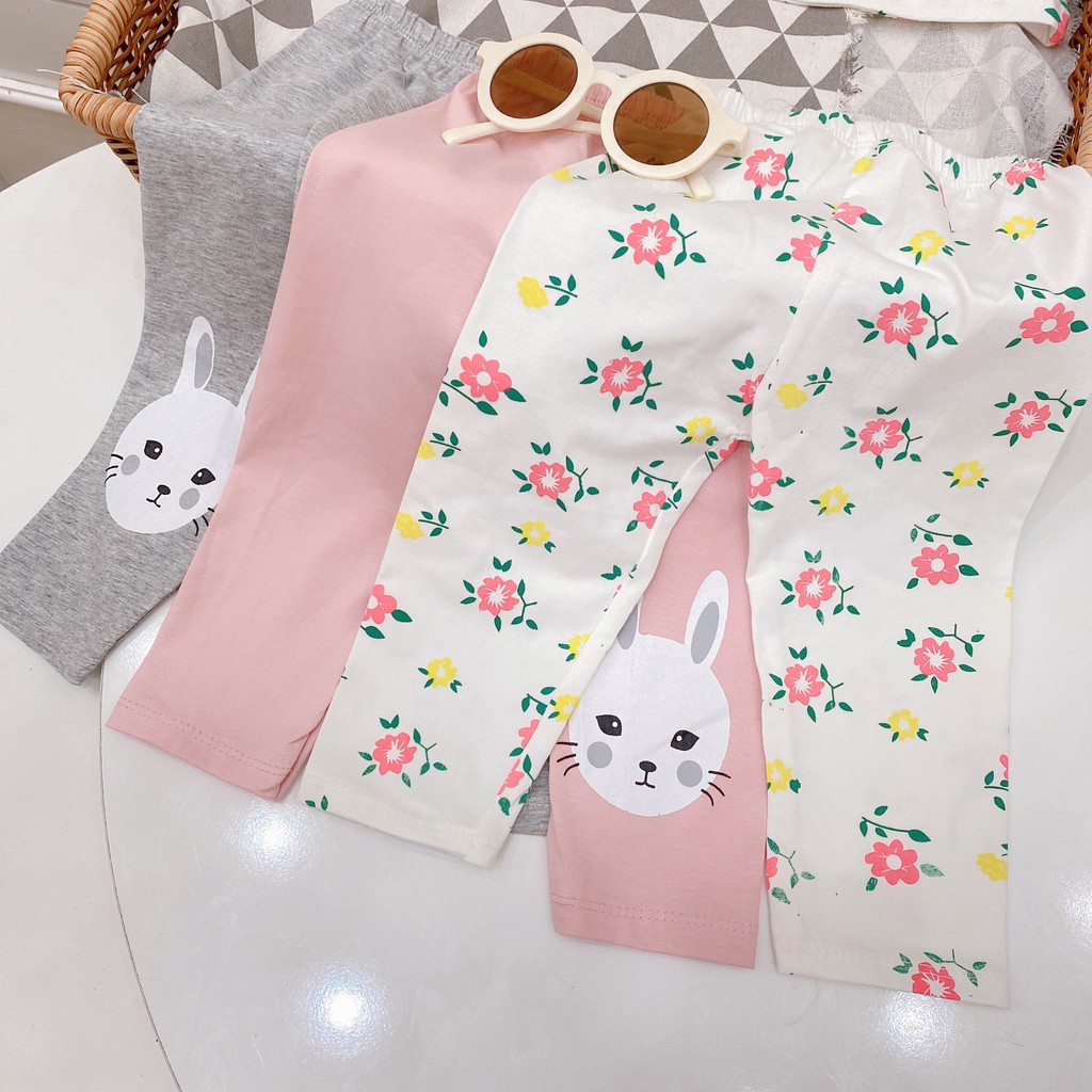 Bộ Quần Áo Dài Tay Mùa Thu Cho Bé Cổ Ren Hoa &amp; Thỏ Vải Cotton Cho Bé Từ 6-19kg