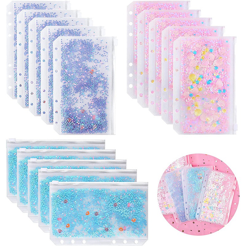 Phong Bì PVC A6 Kèm 6 Vòng Khóa Kéo Có Thể Nạp Lại