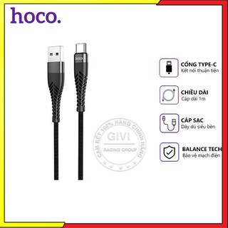 Cáp sạc nhanh hoco ud02 dây dù 3.0a, cổng kết nối type-c, dài 1m