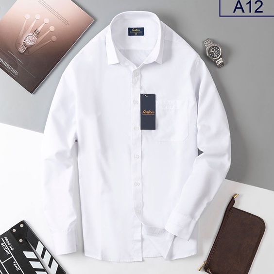 Áo Sơ Mi Nam Công Sở.áo sơ mi nam công sở Dài Tay Trắng Trơn Có Túi Ngực.