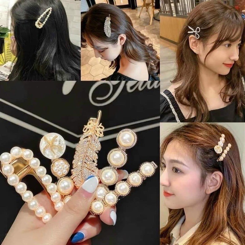 Set 6 Kẹp Tóc Ngọc Trai Siêu Sang Chảnh - Ngọc Trai Nhân Tạo