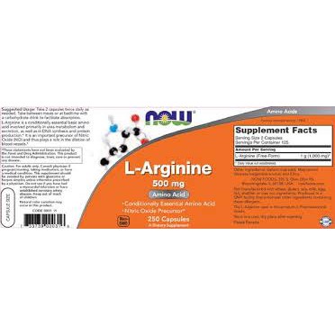 Now l-arginine 500mg 250v