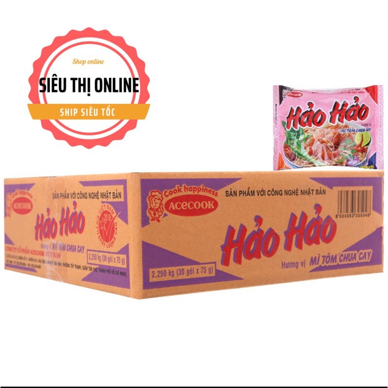 1 THÙNG HẢO HẢO TÔM CHUA CAY 30 GÓI