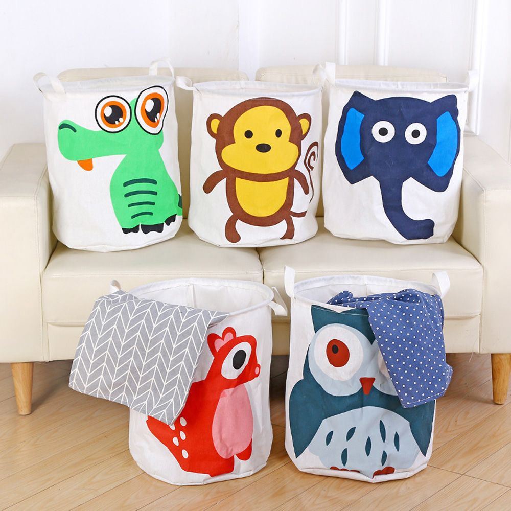 Giỏ đựng quần áo bẩn bằng vải canvas hình cú dễ thương