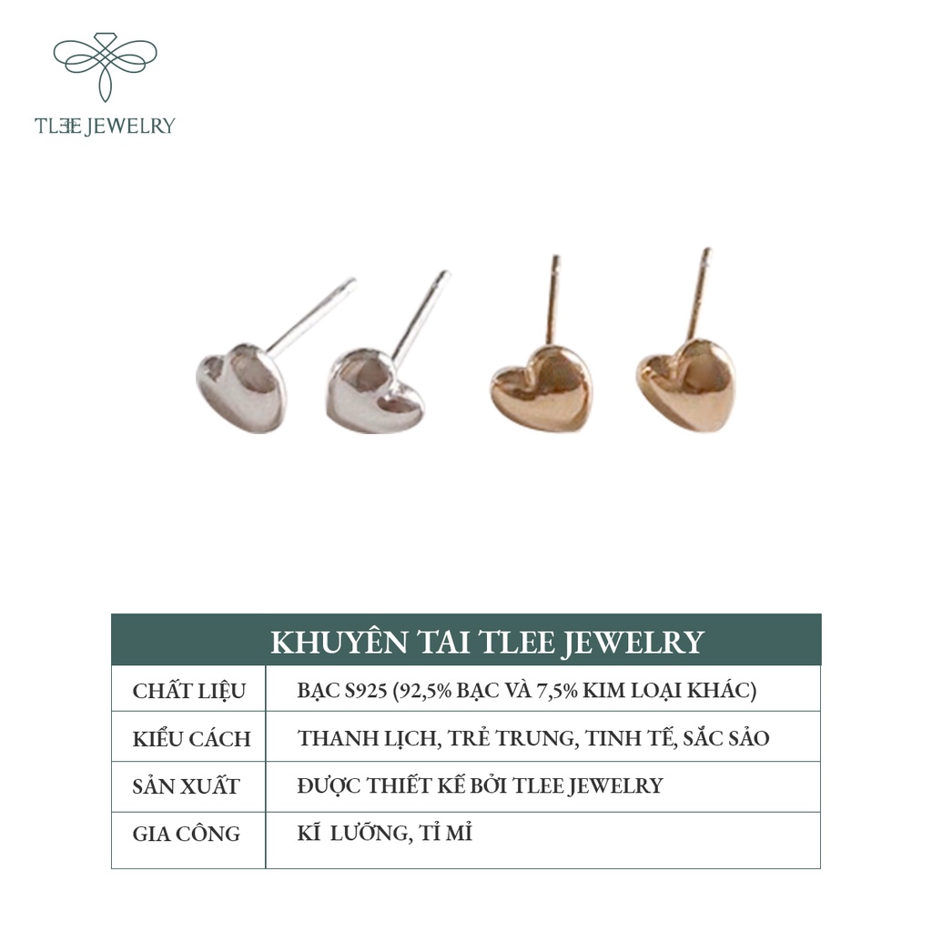Khuyên tai bạc nữ TLEE tim phồng đơn giản NCJ B0169