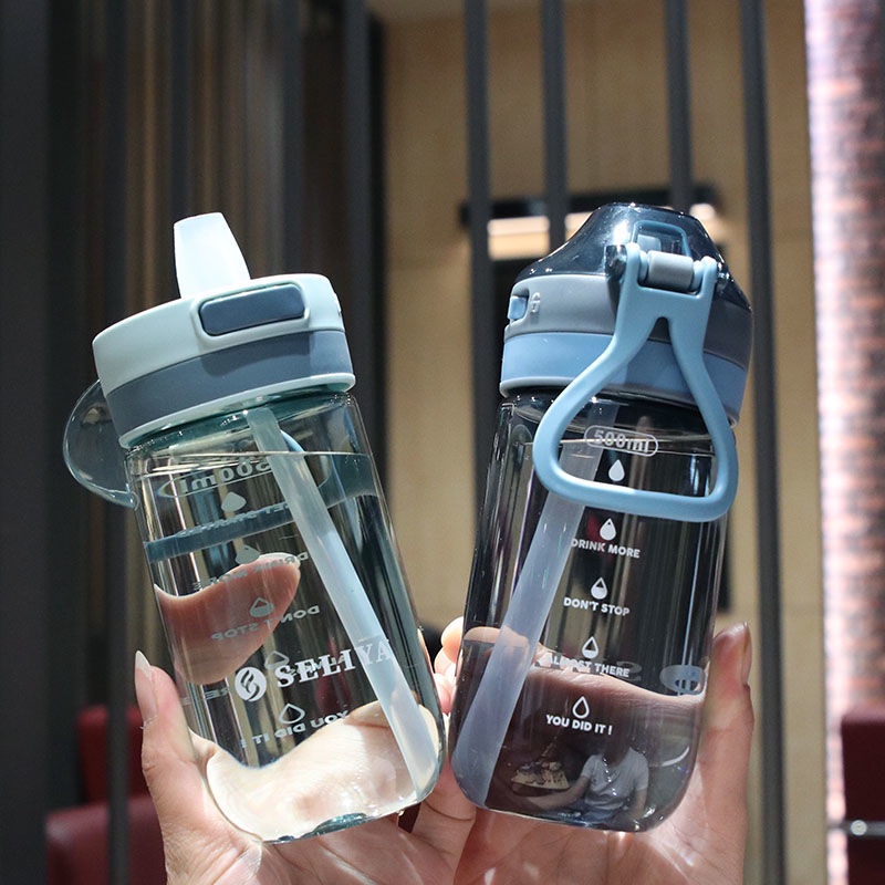 Bình Nước Nhựa Có Ống Hút Thiết Kế Đặc Biệt Chống Rơi Chống Rò Rỉ Cho Trẻ Em / Học Sinh