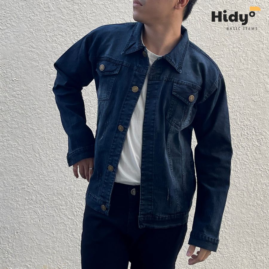 Áo Khoác Jean nam Hidy màu Xám Đậm co dãn form SlimFit (44-97kg)
