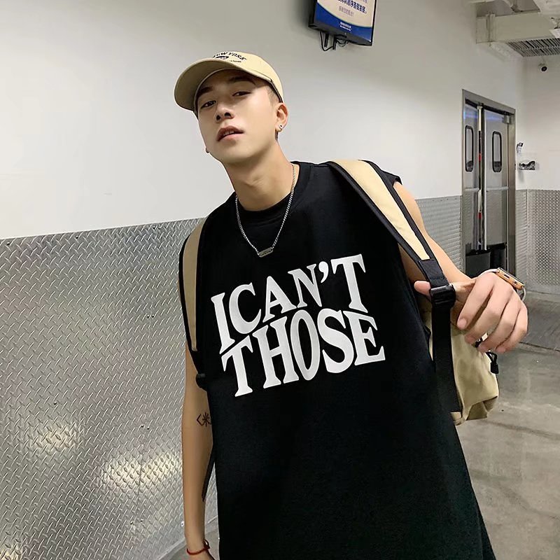 Áo Thun Sát Nách Cổ Tròn In Chữ Đơn Giản Dễ Phối Đồ Thời Trang Mùa Hè Cho Nam Size M-3XL