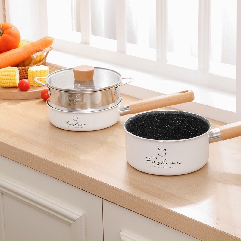 Bộ nồi chảo đá ăn dặm_ Nồi nấu cháo cho bé FASHION