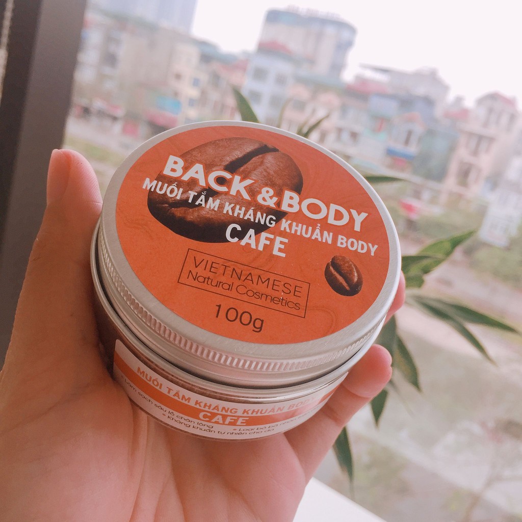 Tẩy da chết body cafe Back&Body - Tẩy sạch da chết body - Muối hồng Himalaya kháng khuẩn - Ngừa mụn body