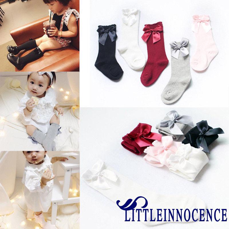 ❤XZQ-Baby Girls Socks Knee High with Bows Princess Socks Girl Cute Baby Socks Long Tube Socks Kids Children Leg