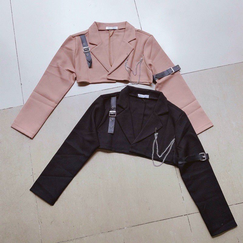 Áo vest khoác lửng kèm dây xích