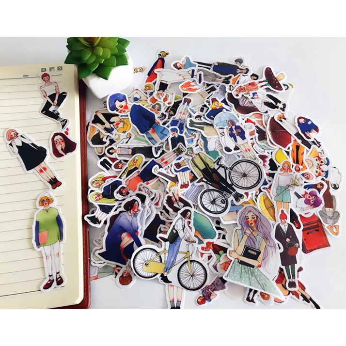 20 Sticker cô gái trang trí xinh xắn đáng yêu  - 20 cái/gói