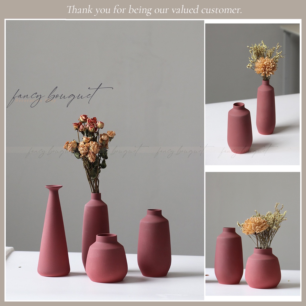 Bình gốm Jingdezhen Morandi rượu vang đỏ ❤️FREESHIP❤️ Đồ trang trí Bắc Âu cao cấp và thanh lịch