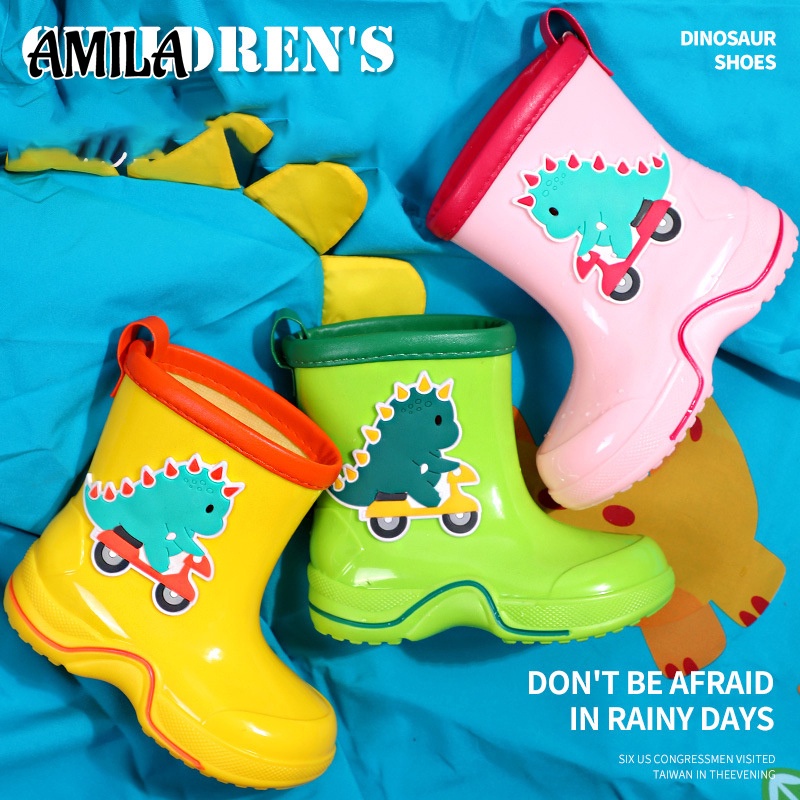 Giày bốt đi mua Amila giữ ấm bằng PVC đáng yêu cho trẻ em