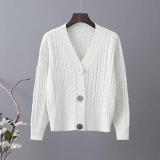 Áo Khoác Cardigan Dệt Kim Dáng Rộng Cài Nút Thời Trang Thu Đông Hàn Quốc Mới Cho Nữ