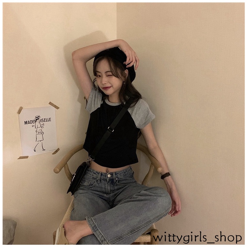 Wittygirls-áo Thun Crop Top Tay Ngắn Phong Cách Mùa Hè Mới Cho Nữ