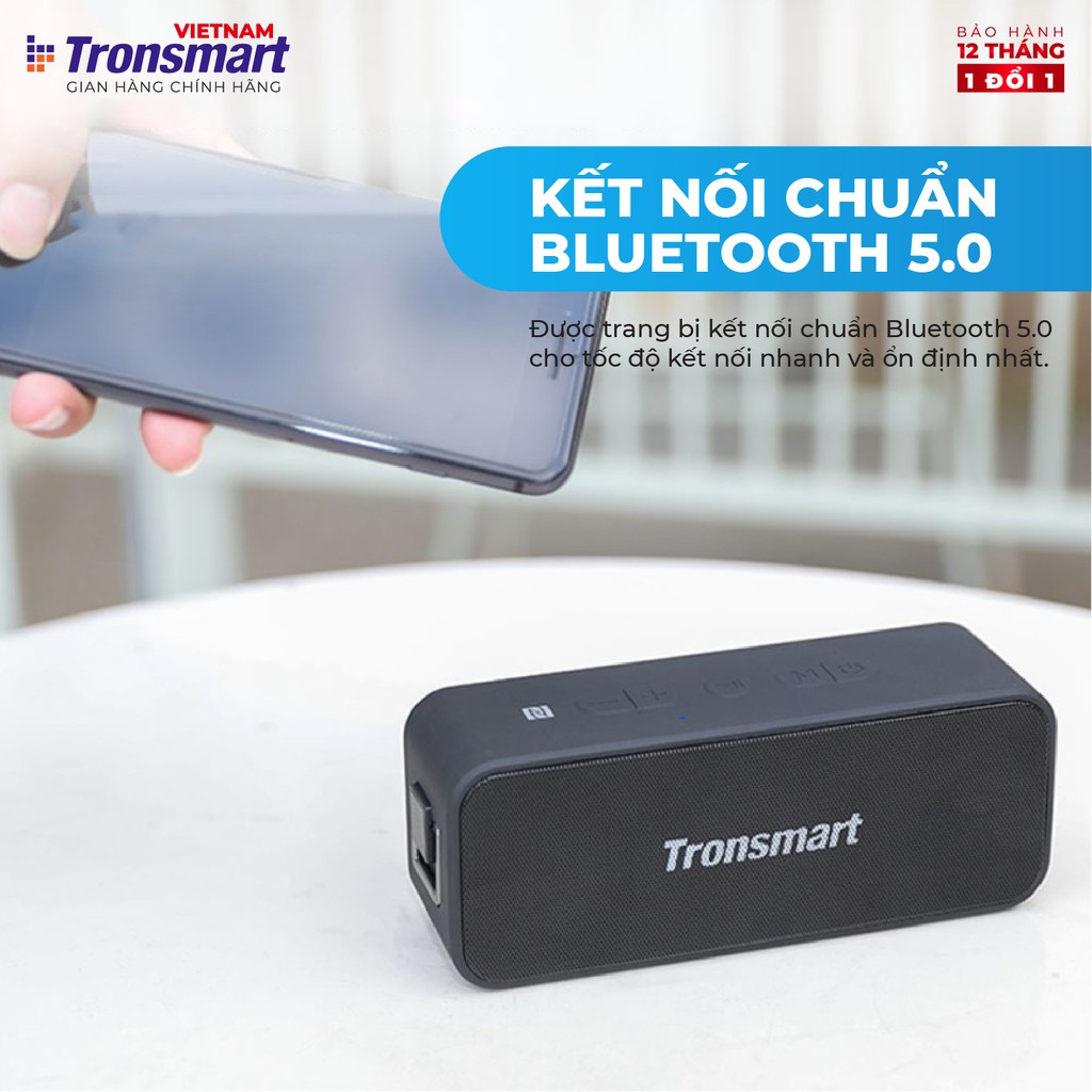  Loa Bluetooth 5.0 Tronsmart Element T2 Plus 20W Âm thanh vòm 360 - Hàng chính hãng - Bả