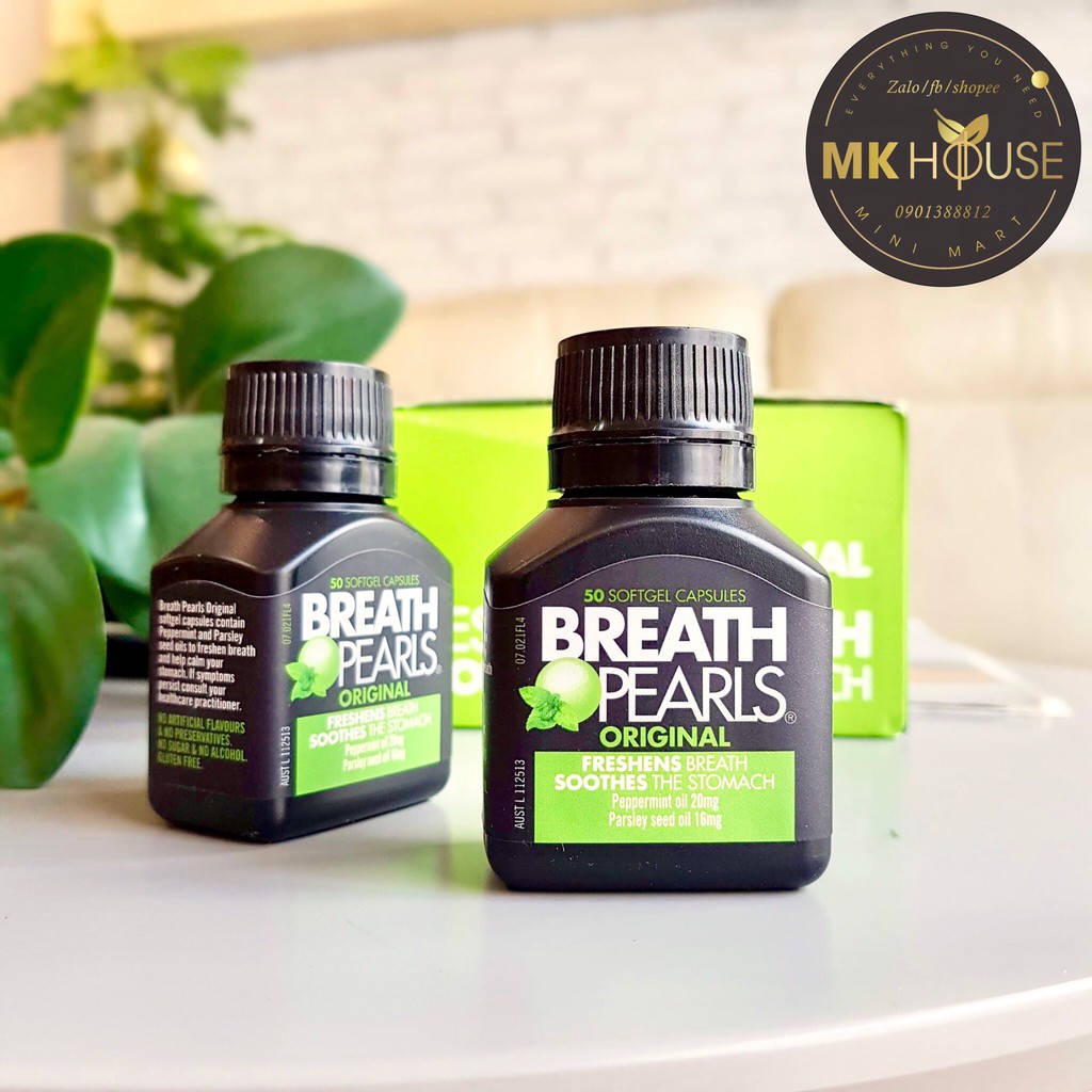 Viên Uống Thơm Miệng BREATH PEARLS ORIGINAL Úc (50v)