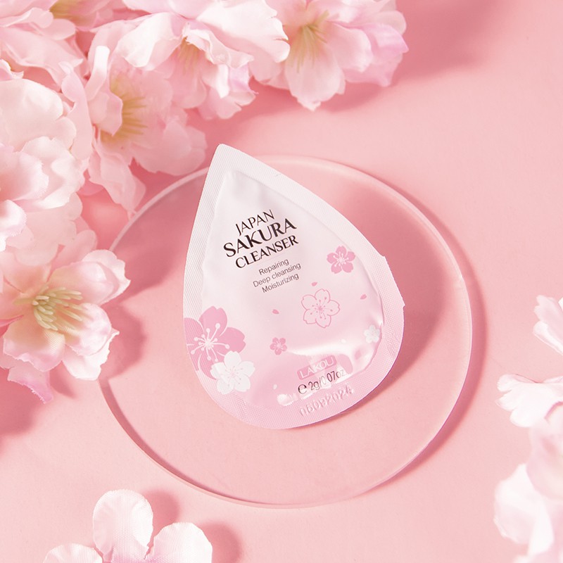Bộ 4 mỹ phẩm dưỡng da dùng thử LAIKOU Sakura làm sáng mặt làm mờ vết thâm 2g