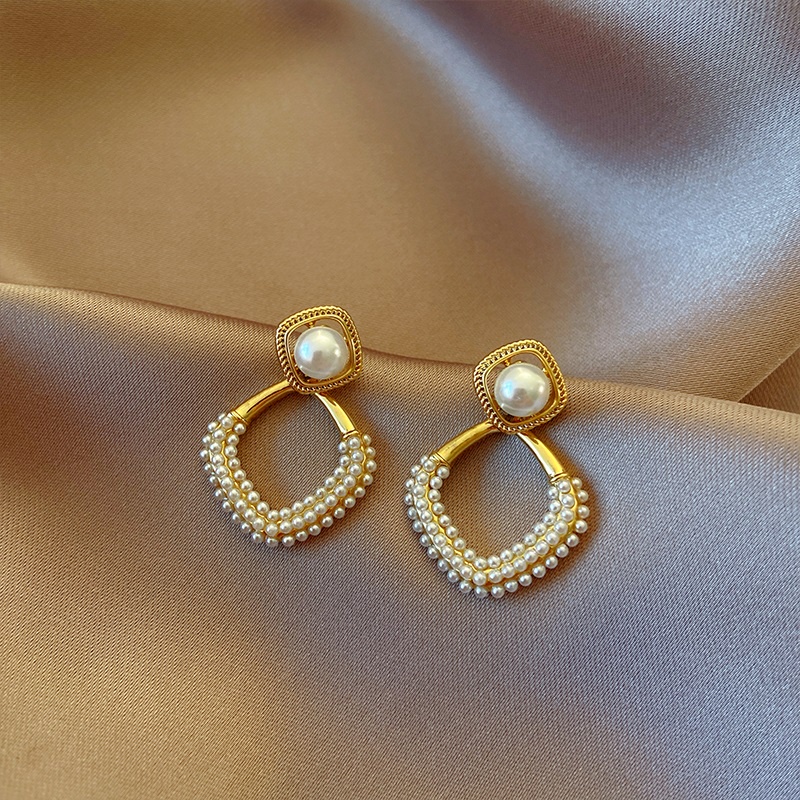 Bông Tai Mạ Bạc 925 Đính Ngọc Trai Sang Trọng Phong Cách Hàn Quốc