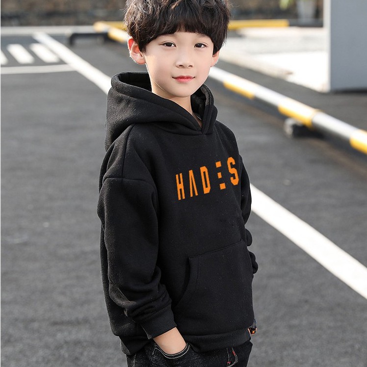 Áo hoodie trẻ em Unisex in hình sói độc đáo / Áo hoodie Unisex màu đen form rộng vải nỉ dầy ấm phong cách