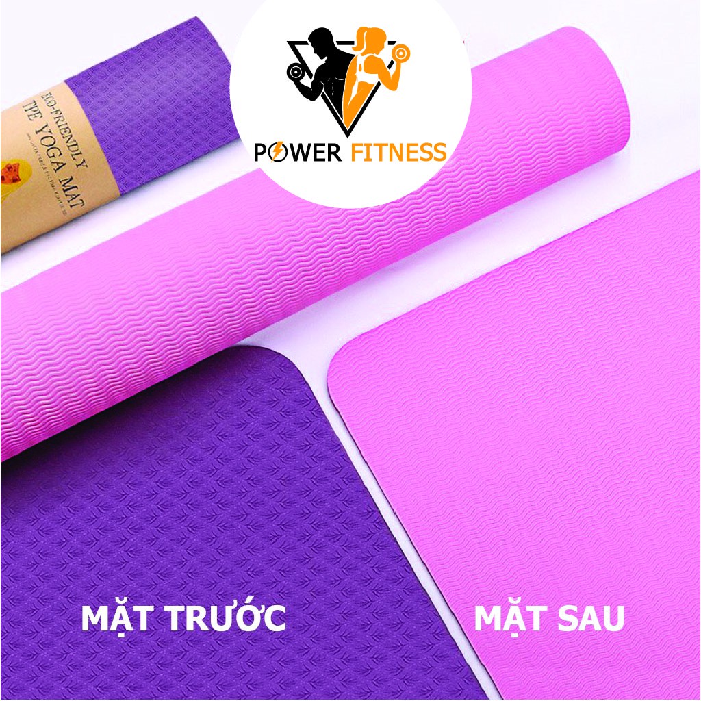 Thảm tập yoga gym chống trượt cao cấp TPE 2 lớp 6mm 8mm Power Fitness A1008