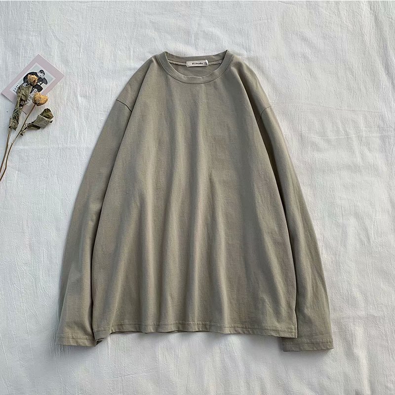 Áo Thun Trơn Tay Dài Cổ Tròn Phong Cách Hàn Quốc Có 7 Màu Cho Nam Và Nữ | BigBuy360 - bigbuy360.vn