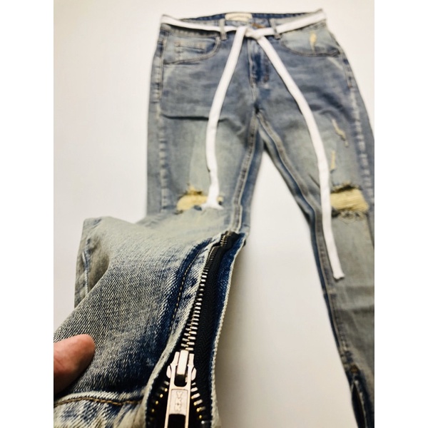 Quần jean zipper rách gối Foxseventy quần jean zip khóa ống co dãn chất jean dày dặn, mã 788ZR | WebRaoVat - webraovat.net.vn