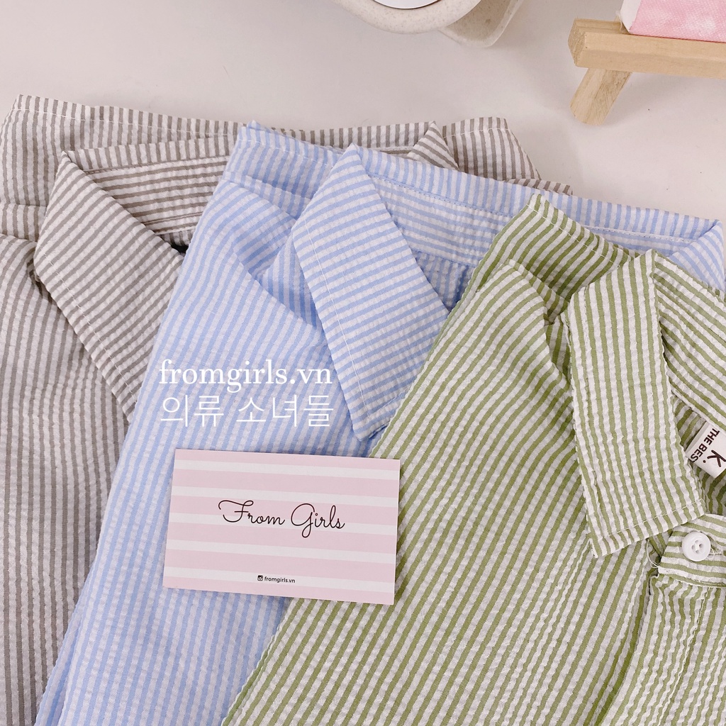 Áo sơ mi kẻ nhiều màu, áo sơ mi tay lỡ vải xốp brown.clothes ulzzang - SM07FG