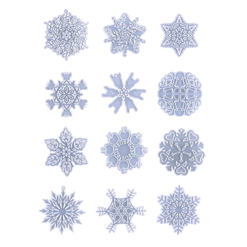 Khuôn Silicone Làm Móc Khóa Hình Bông Tuyết Xinh Xắn