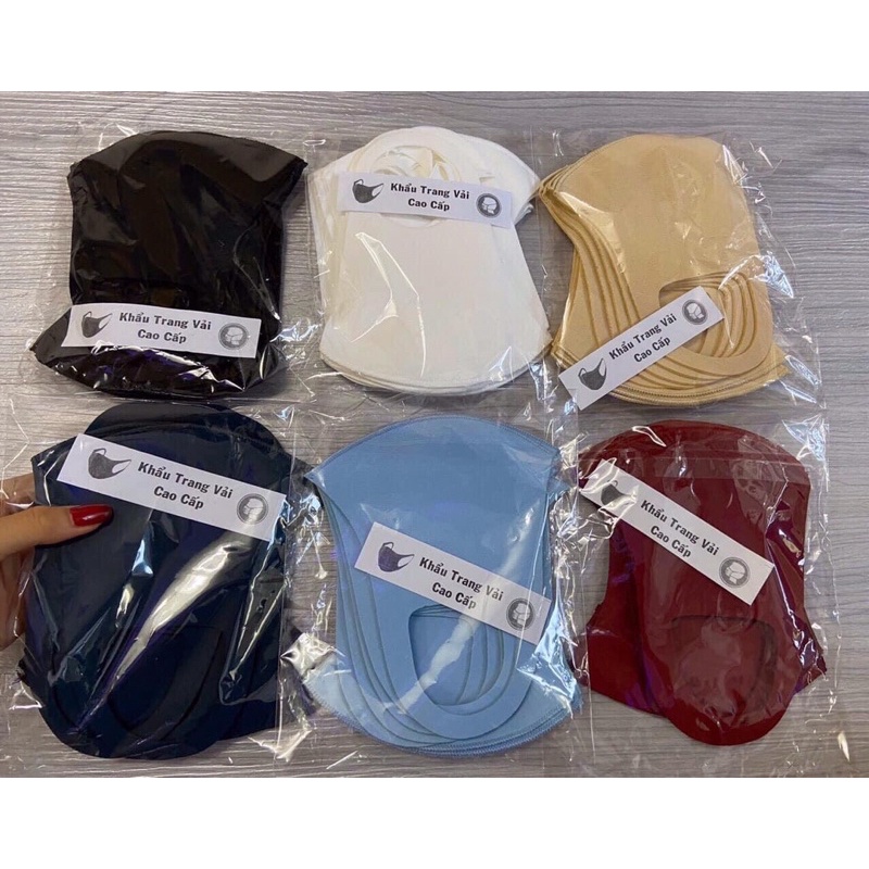 Khẩu trang vải poly 2 da, khẩu trang vải su