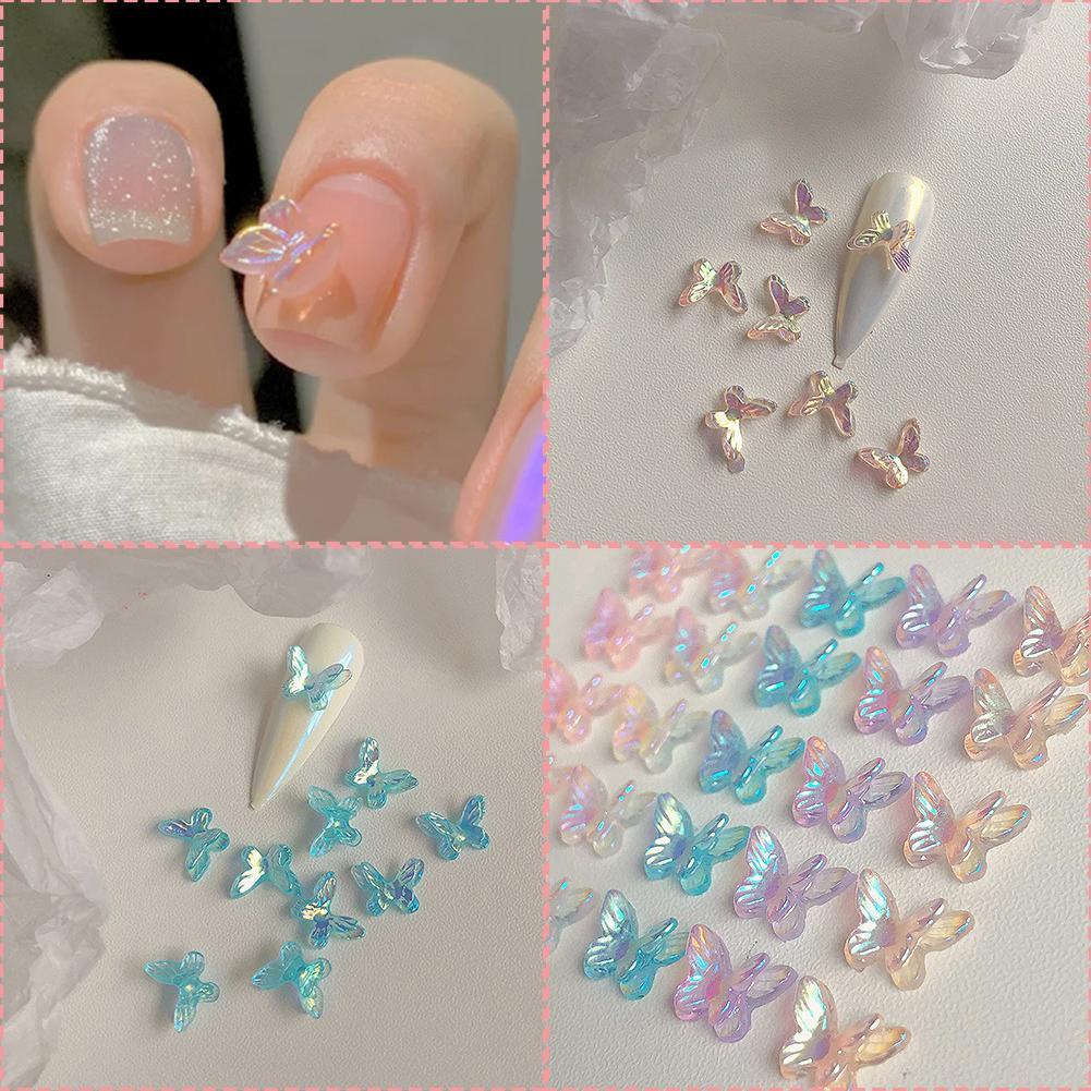 Set 10 Phụ Kiện Trang Trí Móng Tay Hình Bươm Bướm 3D Xinh Xắn