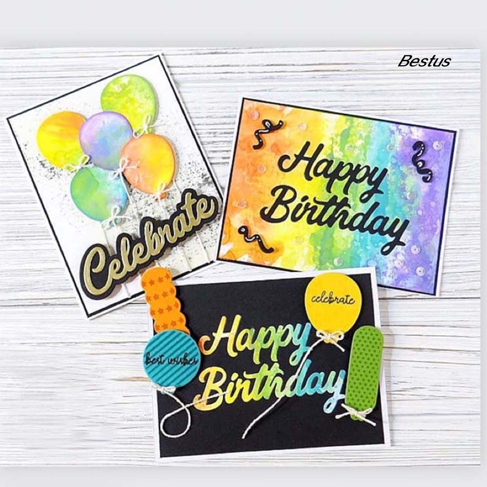 Khuôn Cắt Giấy Làm Từ Kim Loại Hình Chữ Happy Birthday Trang Trí Scrapbook