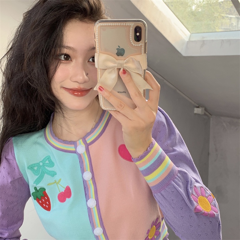 Cocory vn Áo khoác cardigan dệt kim tay dài thêu họa tiết thời trang Hàn Quốc cho nữ | BigBuy360 - bigbuy360.vn