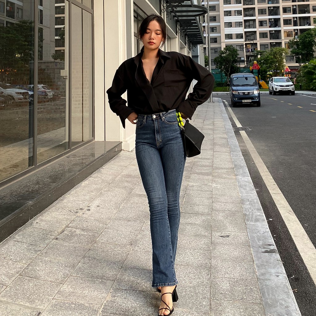 Áo sơ mi oversize Milan Shirt SMI004 thiết kế độc lạ, vạt lệch 2 cúc - Uni By Heart