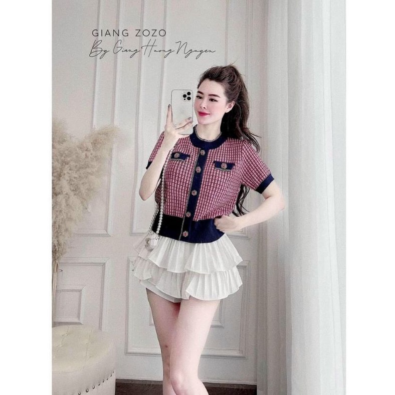 Áo len khuy đá 2 màu