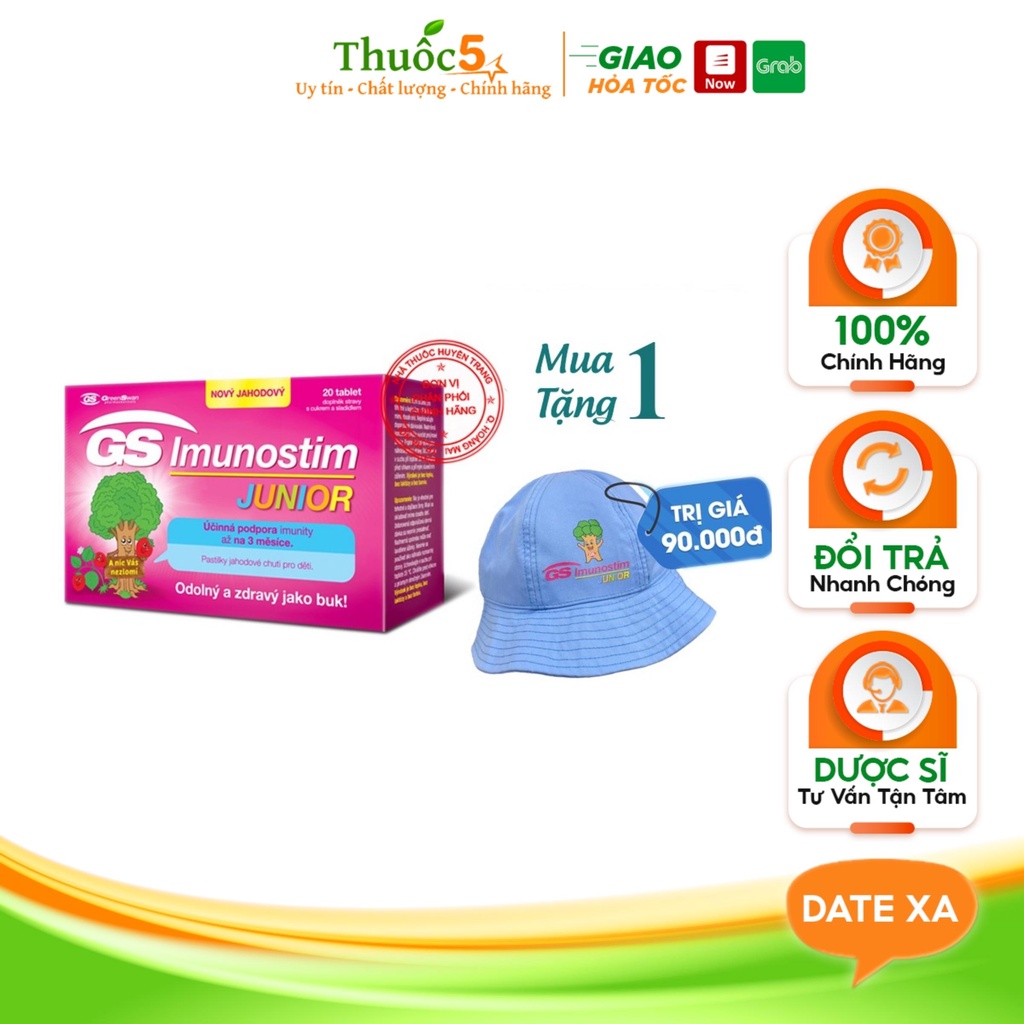 Gs Imunostim Junior tăng đề kháng cho bé Cải Thiện Sức Khỏe Đường Hô Hấp Hộp 20 Viên