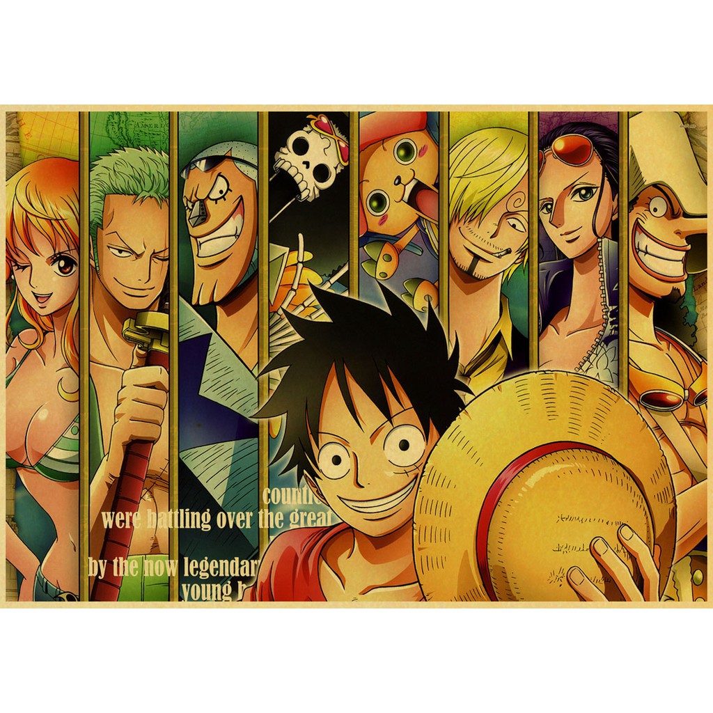 Tấm áp phích hình anime One Piece treo tường trang trí nội thất
