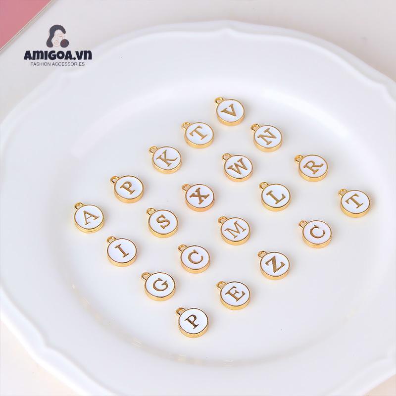 ✨✨1 Mặt Dây Chuyền Hợp Kim Hai Mặt Hình Chữ Cái DIY