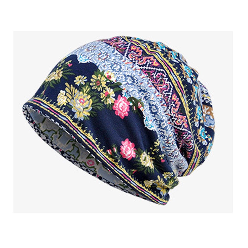 Mũ turban trùm đầu bằng cotton mềm co giãn giữ ấm mùa đông phong cách độc đáo cho nữ