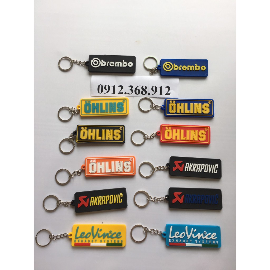 Móc khoá brembo , leovince,ohlins, akrapovic treo móc khóa