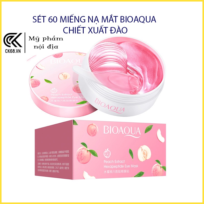 [Hàng chuẩn]Set 60 Mặt Nạ Mắt  Bioaqua Chiết Xuất Đào Dưỡng Ẩm Làm Mịn Và Săn Chắc Da Giảm Quầng Thâm Bọng Mắt